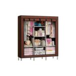 Three-Column Metallic Closet-brown